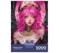 Rompecabezas para Adultos De 1000 Piezas Pink-Haired Fantasy Queen Anime Rompecabezas Antiestrés Juguetes Divertidos Y Humorísticos Actividades Divertidas En Casa, 38x26cm/1000pcs