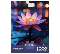 Rompecabezas para Adultos De 1000 Piezas Pink Lotus Flower in Water Reflection Rompecabezas para Adultos Juego De Ingenio Desafío Difícil Gran Regalo para Los Amantes De Los Juegos 52x38cm/1000pcs