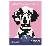 Rompecabezas para Adultos De 1000 Piezas Pink World Poodle Day Rompecabezas para Adultos Juguete Decoración De Pared Carrera De Velocidad Manual 70x50cm/1000pcs