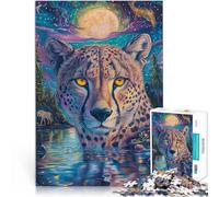Rompecabezas para Adultos de 1000 Piezas Pintura a Color de Guepardo Juegos de relajación con Piezas de Formas aleatorias Que se entrelazan Completamente 38x26cm