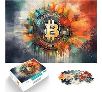 Rompecabezas para Adultos de 1000 Piezas Pintura Abstracta de Bitcoin Juego desafiante con Piezas de Formas aleatorias Que se entrelazan Completamente 52x38cm