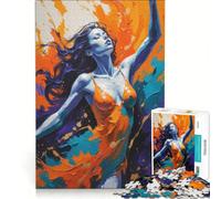 Rompecabezas para Adultos de 1000 Piezas: Pintura Abstracta Retrato de Mujer Bailando con Fuego, Juego de ingenio, desafío exigente, Regalos para Amigos y Familiares 38x52cm