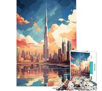 Rompecabezas para Adultos de 1000 Piezas Pintura al óleo de Dubái Juego Imposible para Juegos educativos Juguete de desafío Regalo de cumpleaños Mejora de la Memoria (tamaño 75x50cm)