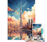 Rompecabezas para Adultos de 1000 Piezas Pintura al óleo de Dubái Juegos relajantes Juego Educativo Juguete de desafío Regalo de cumpleaños Corte de precisión (tamaño 38x26cm)