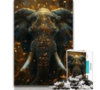 Rompecabezas para Adultos de 1000 Piezas Pintura al óleo de Elefante Rompecabezas para Adolescentes Alivio del estrés Vacaciones en casa Matar el Tiempo decoración del hogar Juguetes de 26x38cm
