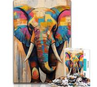 Rompecabezas para Adultos de 1000 Piezas Pintura al óleo de Elefante Rompecabezas para Adultos Alivio del estrés Vacaciones en casa Matar el Tiempo decoración del hogar Juguetes de 26x38cm