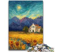 Rompecabezas para Adultos de 1000 Piezas, Pintura al óleo de Girasol difícil de Usar, Ayuda a ejercitar el Cerebro, Juguetes adictivos para Cultivar la Paciencia, Adecuado para Parejas, 50x75cm