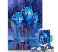Rompecabezas para Adultos de 1000 Piezas Pintura al óleo de Lobo Juegos educativos decoración del hogar 75x50cm