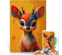 Rompecabezas para Adultos de 1000 Piezas Pintura al óleo de un Lindo Ciervo Desafiante Difícil Regalos de cumpleaños, Regalos, Arte Mural 75x50cm