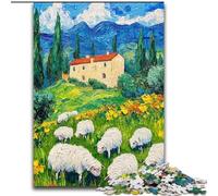 Rompecabezas para Adultos de 1000 Piezas, Pintura al óleo de un rebaño de ovejas, Actividad Divertida para Toda la Familia, desafío Mental, Adolescentes, 50x75cm