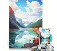 Rompecabezas para Adultos de 1000 Piezas Pintura al óleo del Lago Louise, Juegos relajantes, ejercita tu Cerebro y Tus Manos, cumpleaños y Navidad 38x26cm