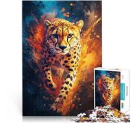 Rompecabezas para Adultos de 1000 Piezas Pintura de Guepardo Juguetes para aliviar el estrés Regalos de cumpleaños, Regalos, Arte Mural 50x70cm