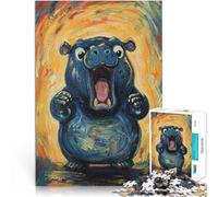 Rompecabezas para Adultos de 1000 Piezas Pintura de hipopótamo Gritando Actividad Familiar Interacción Entre Padres e Hijos 38x26cm
