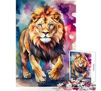 Rompecabezas para Adultos de 1000 Piezas Pintura de león Caminando Juguete Educativo Regalos de Amigo Secreto Juegos Divertidos para Mejorar el Amor en Pareja tamaño 38x52cm