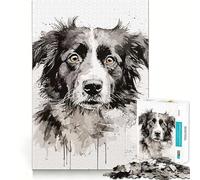 Rompecabezas para Adultos de 1000 Piezas,Pintura de Perro en Blanco y Negro,articulaciones Finas,Divertido,Actividad Mental Inteligente,Juego Relajante, Tranquilo 50x75cm