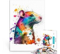 Rompecabezas para Adultos de 1000 Piezas Pintura de Rata en Acuarela Actividad Familiar Actividades Divertidas en casa, Regalos de cumpleaños, Regalos de Viaje, 52x38cm