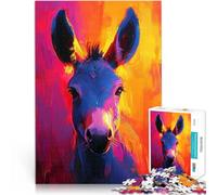 Rompecabezas para Adultos de 1000 Piezas Pintura de Retrato de Burro Diversión Familiar Cada Pieza es única: un desafiante y Divertido Juego Familiar 52x38cm