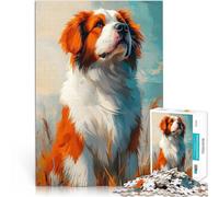 Rompecabezas para Adultos de 1000 Piezas Pintura de Retrato de Perro Juego Intelectual Cada Pieza es única: un desafiante y Divertido Juego Familiar 52x38cm
