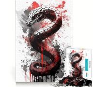 Rompecabezas para Adultos de 1000 Piezas,Pintura de Tinta Black Mamba,Arte de Corte Fino,diversión para Resolver Problemas,Juego para Momentos acogedores,decoración navideña para la Pared 38x26cm