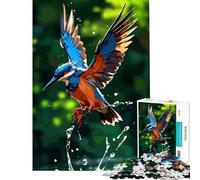 Rompecabezas para Adultos de 1000 Piezas Pintura de un martín Pescador zambulléndose en el Agua Juego Educativo Juguetes didácticos Excelentes Regalos y Juguetes para Toda la Familia (tamaño 50x75cm)