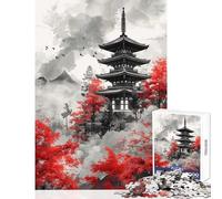 Rompecabezas para Adultos de 1000 Piezas Pintura Japonesa roja Juego Imposible desafío difícil Juguete Educativo Que Mejora el Amor Entre Parejas (26x38cm)