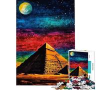 Rompecabezas para Adultos de 1000 Piezas Pirámide bajo el Cielo Nocturno Difícil y desafiante Difícil Difícil Juegos Divertidos para Mayores de 14 años (50x75cm)