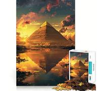 Rompecabezas para Adultos de 1000 Piezas Pirámide del Crepúsculo Giza Bordes Finos Artesanía Juego Cognitivo Juguete Juego Relajante Arte de Pared Navideño (50x75cm)