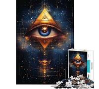 Rompecabezas para Adultos de 1000 Piezas Pirámide del Ojo Que Todo lo Ve Juguetes de decoración para el hogar Desafío difícil Regalos para Amigos y Familiares (50x75cm)