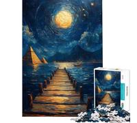 Rompecabezas para Adultos de 1000 Piezas Pirámides bajo la luz de la Luna Juego Relajante para Adultos Corte de precisión cumpleaños y Navidad (tamaño 38x26cm)