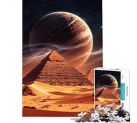 Rompecabezas para Adultos de 1000 Piezas Pirámides bajo un Cielo alienígena Juego Imposible Juguetes educativos de Aprendizaje Regalo de cumpleaños Corte de precisión (tamaño 38x26cm)