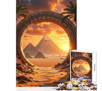 Rompecabezas para Adultos de 1000 Piezas Pirámides egipcias a través de un Portal Estelar de Piedra al Atardecer Rompecabezas de 1000 Piezas para decoración del hogar Un Gran Regalo para los Amantes