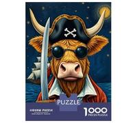 Rompecabezas para Adultos De 1000 Piezas Pirate Cow with Sword Rompecabezas para Adultos Juego De Ingenio Una Obra De Arte Interacción Entre Padres E Hijos 70x50cm/1000pcs