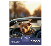 Rompecabezas para Adultos De 1000 Piezas Pit Bull Cabriolet Car Dog Rompecabezas para Adultos Juguetes Antiestrés Decoración del Hogar Juego Desafiante Regalos 70x50cm/1000pcs