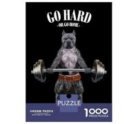 Rompecabezas para Adultos De 1000 Piezas Pit Bull Dog Weightlifting Rompecabezas para Adultos Juegos Relajantes Desafío Difícil Actividades Divertidas En Casa 38x26cm/1000pcs