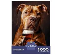 Rompecabezas para Adultos De 1000 Piezas Pitbull Beer Rompecabezas para Adultos Juegos Relajantes Difícil Gran Regalo para Jugar 52x38cm/1000pcs