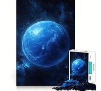 Rompecabezas para Adultos de 1000 Piezas Planeta Azul en el Espacio Plutón Diversión con Cortes, ejercita la Mente,Ideal para el Tiempo Libre o como decoración navideña 38x52cm