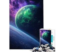 Rompecabezas para Adultos de 1000 Piezas Planeta Verde en el Espacio Juego desafiante Juguete Educativo Decoración Perfecta Regalo Divertido (Tamaño 38x26cm)