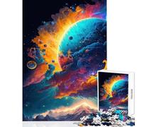 Rompecabezas para Adultos de 1000 Piezas Planetas espaciales neón Rompecabezas de 1000 Piezas Juegos educativos Excelentes Regalos y Juguetes Carrera de Velocidad Manual (38x52cm)