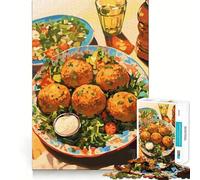 Rompecabezas para Adultos de 1000 Piezas Plato de Falafel con Ensalada y Bebida Divertido Juego de ingenio para desafiar la Mente Regalo Ideal para cumpleaños (38x26cm)