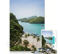 Rompecabezas para Adultos de 1000 Piezas,Playa en el Parque Ang Thong,Juego de lógica de Ajuste preciso,Juego fácil,decoración navideña para Pared (38x26cm)