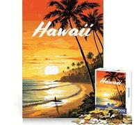 Rompecabezas para Adultos de 1000 Piezas Playa Hawaiana,Cala,articulaciones afiladas,Juego de lógica,Juego de Habilidad,diversión Tranquila,decoración navideña para Pared 50x75cm