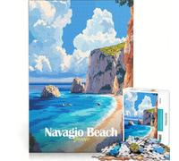 Rompecabezas para Adultos de 1000 Piezas Playa Navagio Grecia Juego Imposible Que Mejora la Memoria con Piezas de Formas aleatorias Que encajan Perfectamente 38x52cm