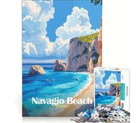 Rompecabezas para Adultos de 1000 Piezas Playa Navagio Grecia Juegos relajantes Que mejoran la Memoria cumpleaños y Navidad 50x75cm