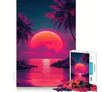 Rompecabezas para Adultos de 1000 Piezas,Playa,Puesta de Sol,Estilo Retro,Naturaleza,Ajuste, Arte,Juego Mental,Regalo,Juego Lento, (38x26cm)