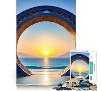 Rompecabezas para Adultos de 1000 Piezas,Playa,Puesta de Sol,Puerta mágica,Ajuste, Juego de lógica,Juego fácil,decoración navideña para Pared (38x52cm)