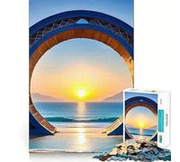 Rompecabezas para Adultos de 1000 Piezas Playa,Puesta de Sol,Puerta mágica,diseño de Corte Fino,Entrenamiento Mental,diversión,Tiempo Libre,Juego artístico de cumpleaños (50x75cm)
