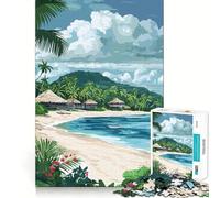 Rompecabezas para Adultos de 1000 Piezas Playa Tropical con cabañas de Techo de Paja Juego de Ajuste preciso Juguete Inteligente para ejercitar la Mente Tiempo Libre Regalo Ideal para cumpleaños