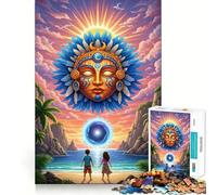Rompecabezas para adultos de 1000 piezas Playa tropical con dios del sol y portal Arte de corte preciso Juguete de juego cognitivo Tiempo de juego relajante Decoración navideña para la pared (50x75cm)