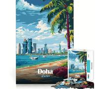 Rompecabezas para Adultos de 1000 Piezas Playa y Horizonte de Doha,Qatar Ideal para Decorar y ejercitar la Mente divertirse en casa Regalo de cumpleaños o para Aficionados 38x52cm
