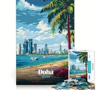 Rompecabezas para Adultos de 1000 Piezas Playa y Horizonte de Doha,Qatar Juego de Habilidad Mental Diversión sin Preocupaciones Decoración navideña para Pared (50x75cm)